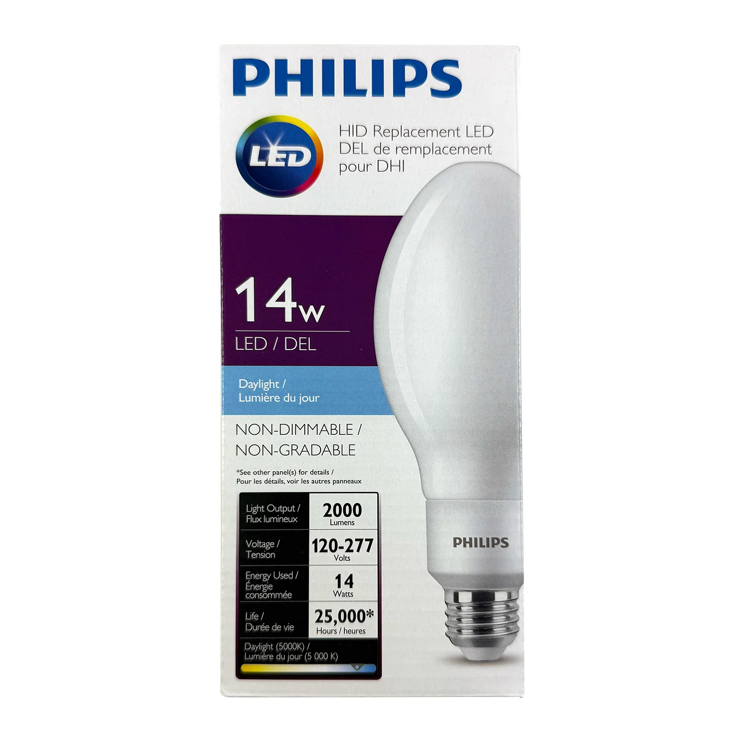 Philips 14w LED HID Replacement 2000Lm 5,000K Daylight E26 Base - Ballast Bypass - Image 3