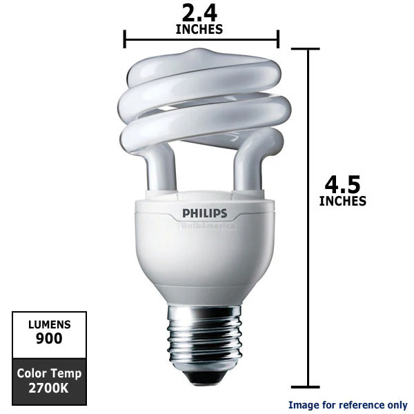Philips 15w 120v Twist E26 2700K Warm White Fluorescent Light Bulb - Image 2