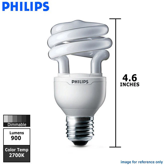 Philips 15w EL/mDT Warm White E26 Energy Saver Dimmables Fluorescent Light Bulbs - Image 2
