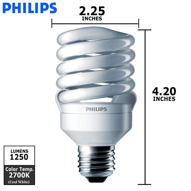 Philips 18w 120v Mini Twist BC-EL/mdT2 2700K Soft White Fluorescent Light Bulb - Image 2