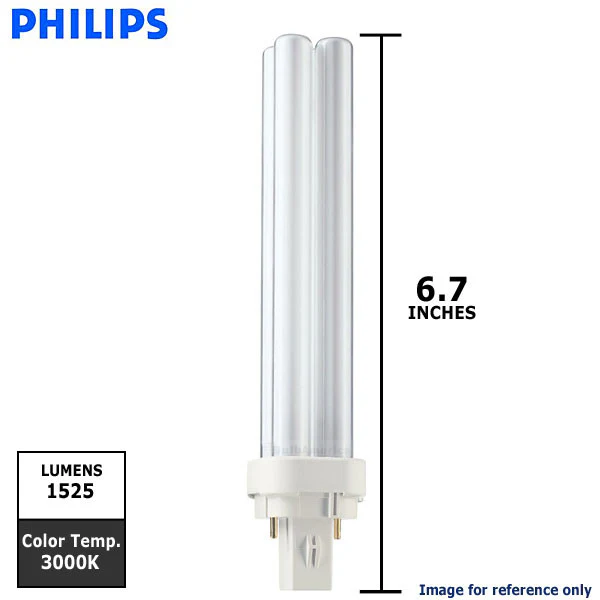 Philips PL-C 21w/830 G24D-3 3000K Double Tube Warm White CFL Bulb - Image 2