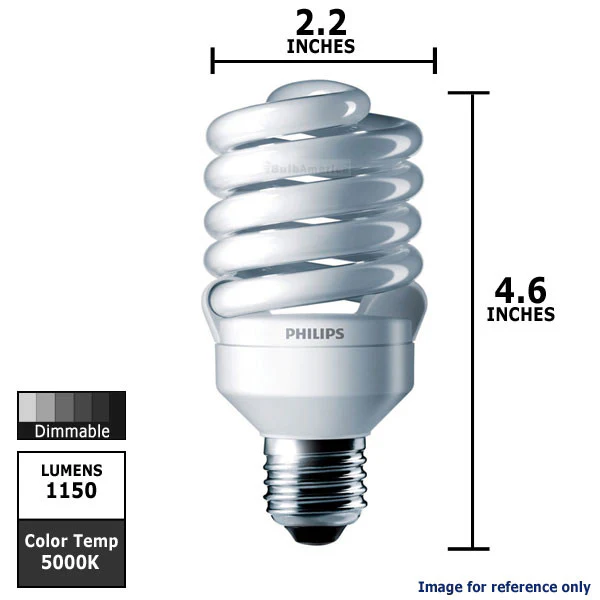 Philips 23w 120v Twist Daylight 5000K E26 Fluorescent Light Bulb - Image 2