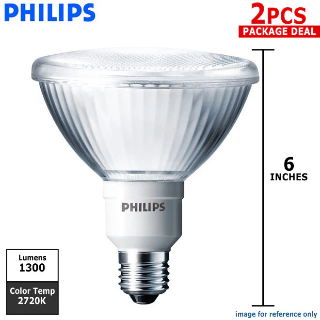 Philips 23w 2PC PAR38 Warm White E26 Energy Saver Outdoor Fluorescent Light Bulb - Image 2