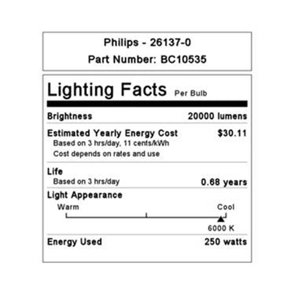 Philips 261370 MSR 250 HR 1CT/4 GZY9.base 198v 5 Hot Restrike HID Light Bulb - Image 2