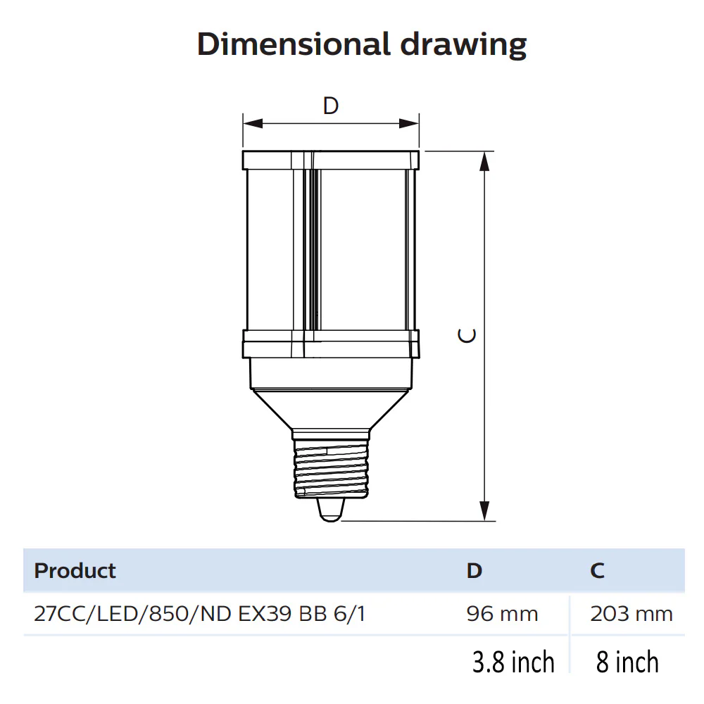 Philips 27w LED EX39 120-277V 5000K DayLight 3600Lm - 70W HID Replacement - Image 2