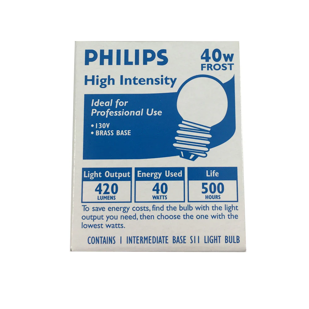 PHILIPS 40W 130V S11 E17 Base Incandescent Frost Light Bulb - Image 4