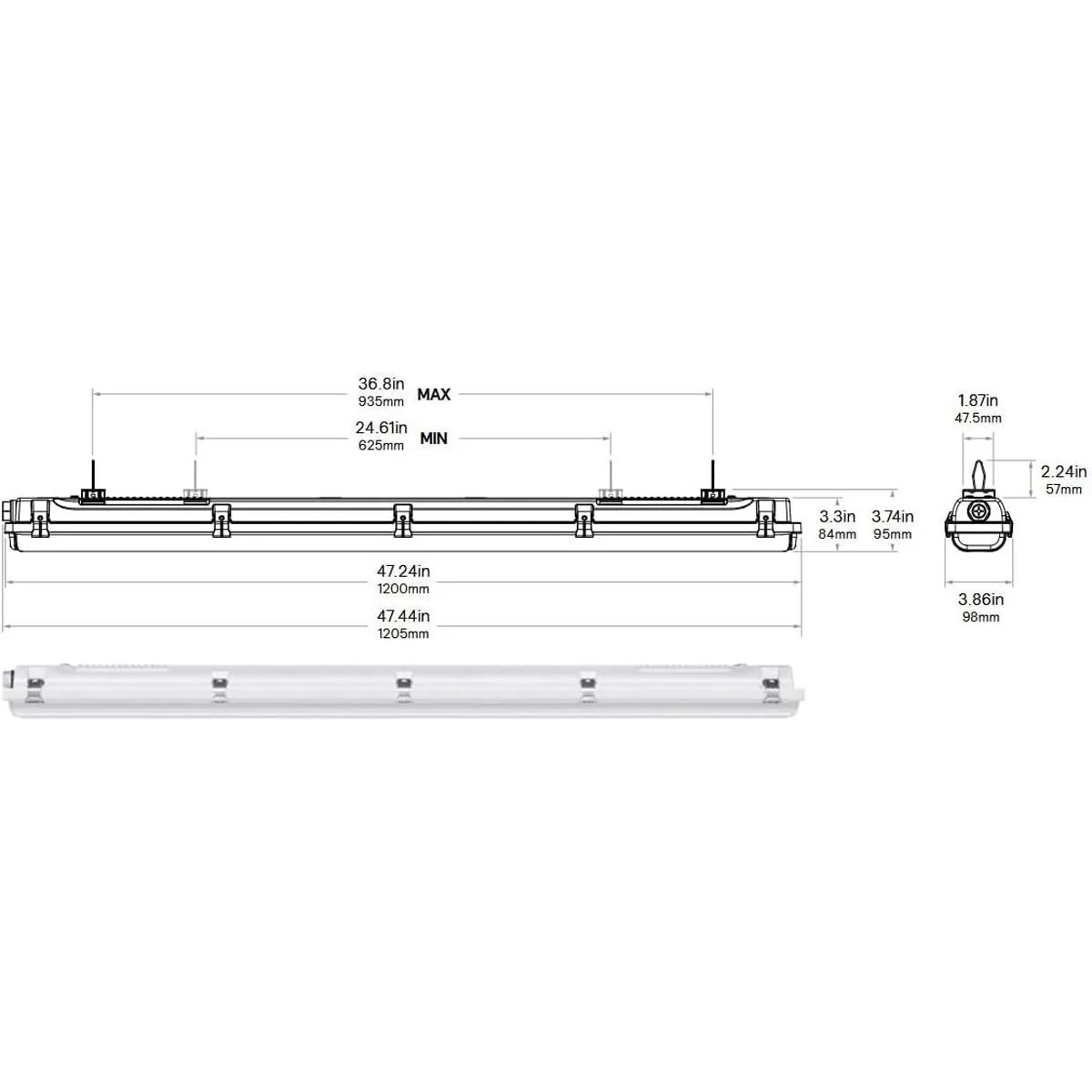 Philips 48-in 44w LED Vapor Tight Strip 5000 Lumens 4000K 120-347V Dimmable - Image 3
