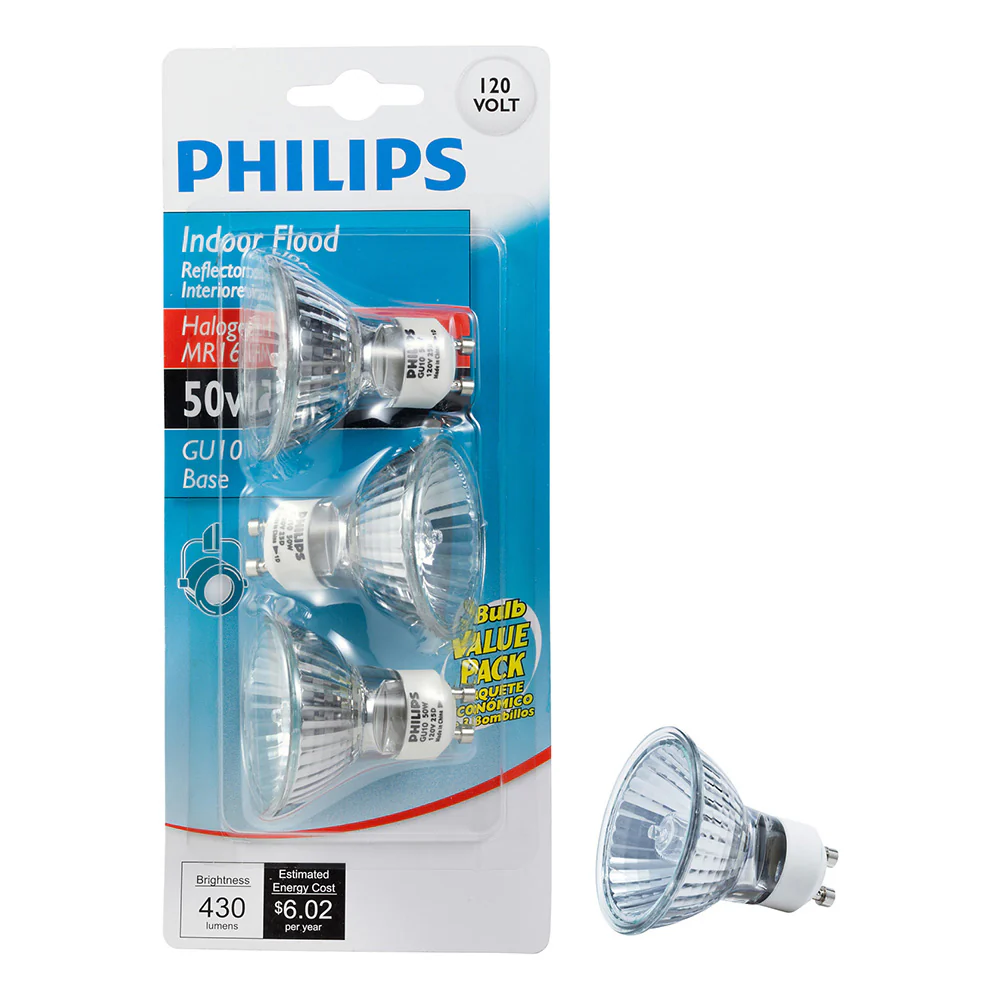 3PK - Philips 50w MR16 GU10 Flood 25 2800K Dimmable Halogen Bulb - Image 2
