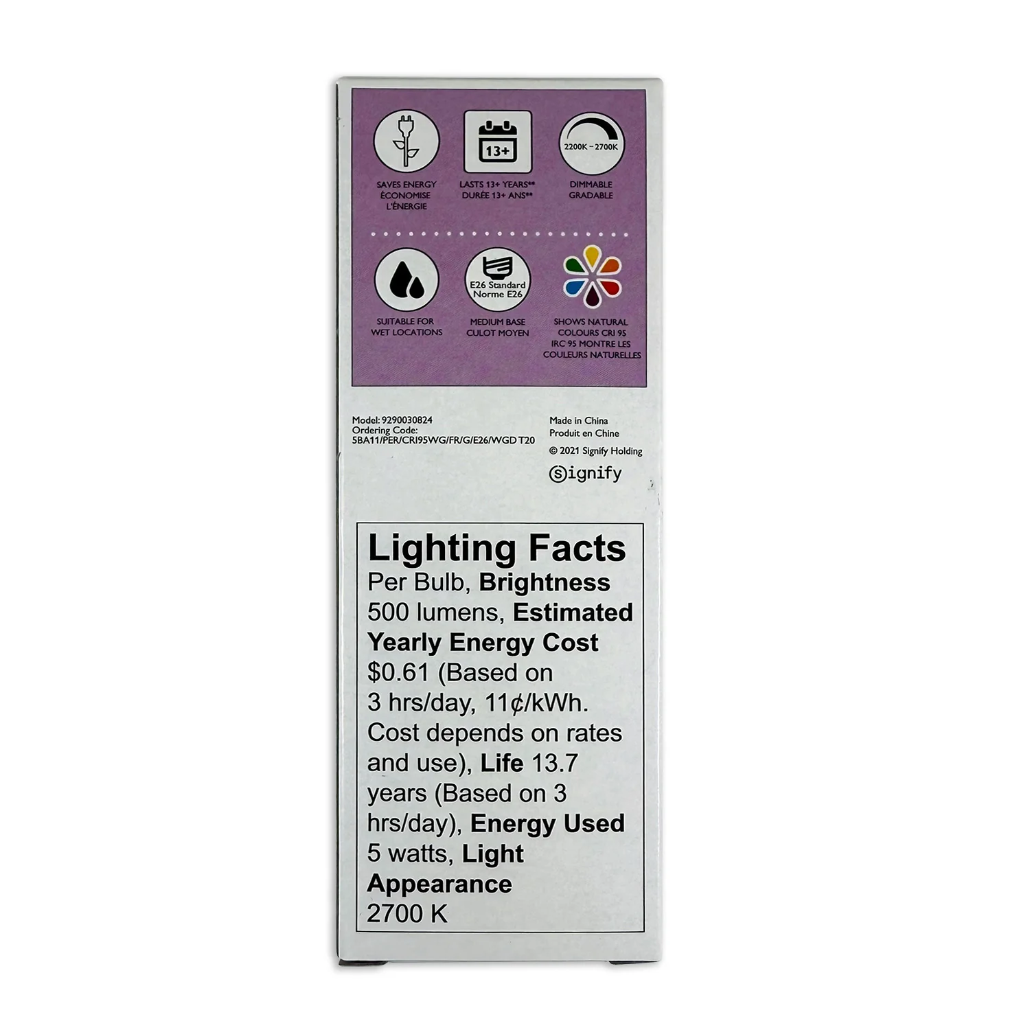 Philips 5w BA11 LED 500Lm 2700k Soft White Dimmable - 60w Equiv - Image 3