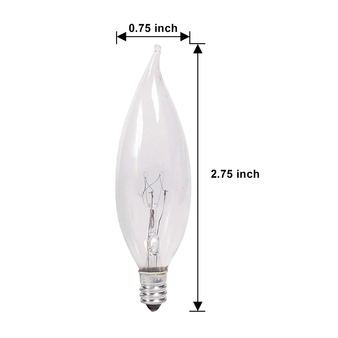 2Pk - Philips 7w 120v C7 CA5 Clear E12 Candelabra Mini Bent Tip Candle Light Bulb - Image 2