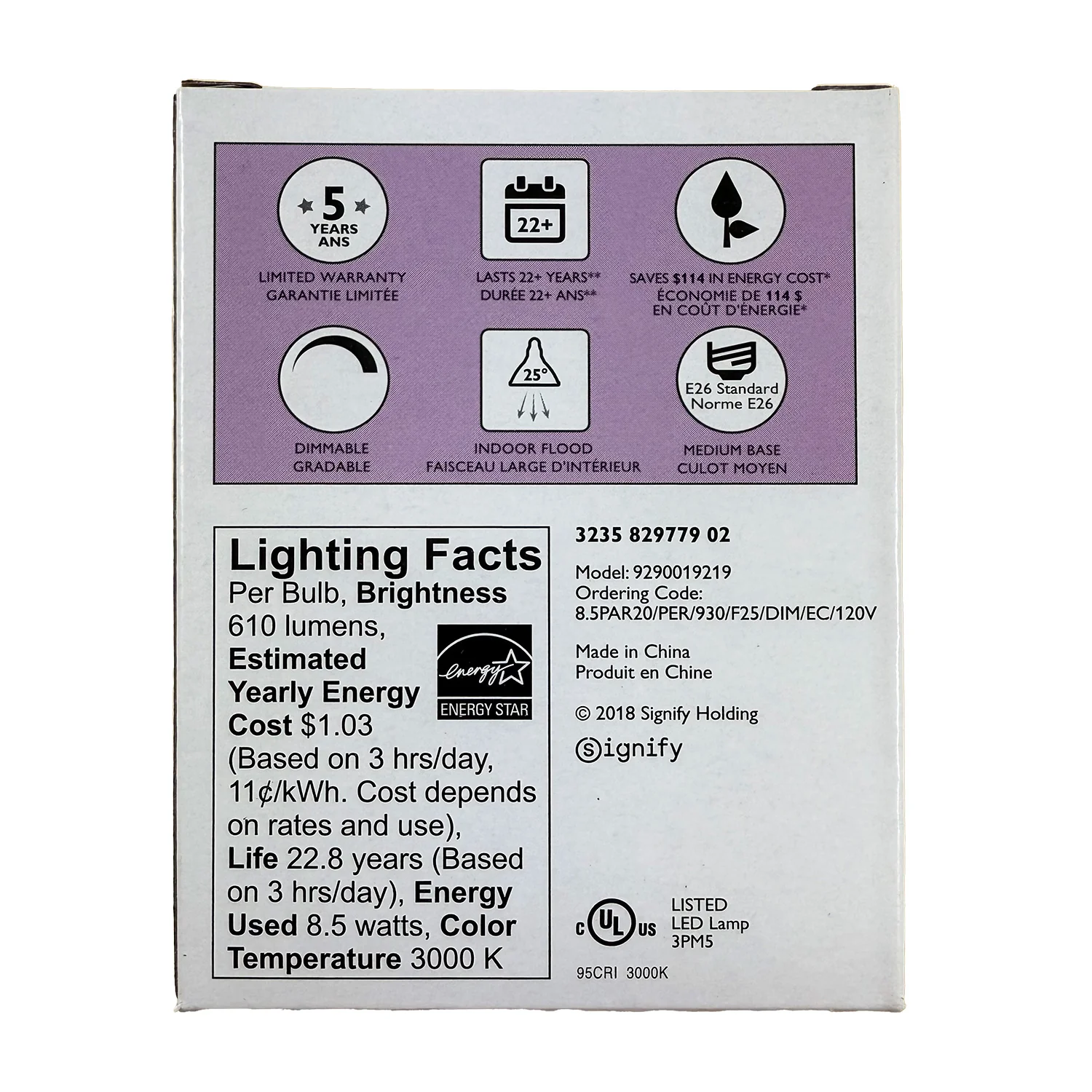Philips 8.5W PAR20 LED 610Lm 3000K Bright White F25 Dimmable - 50W Equiv - Image 3