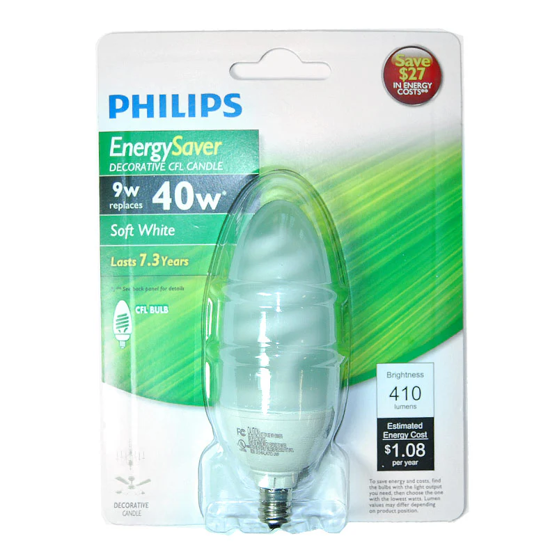 Philips 9w Warm White Candelabra E12 Fluorescent Light Bulb - 40w equiv. - Image 3