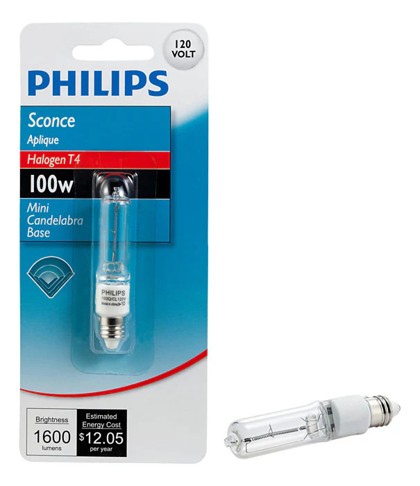 Philips ESN 416339 100 Watt E11 Mini-Candelabra Halogen 100Q/CL Light Bulb - Image 2