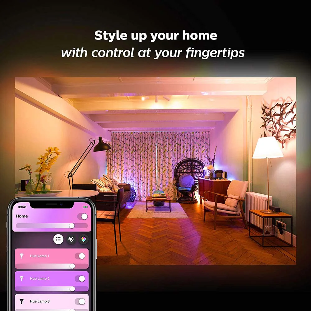 Philips Hue White and Color Ambiance A19 E26 Bluetooth & Zigbee LED Smart Bulb - Image 4