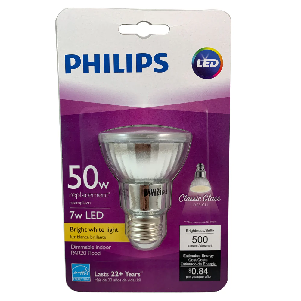 Philips 7w PAR20 LED 3000K Dimmable Flood Bulb - 50w Equiv. - Image 4