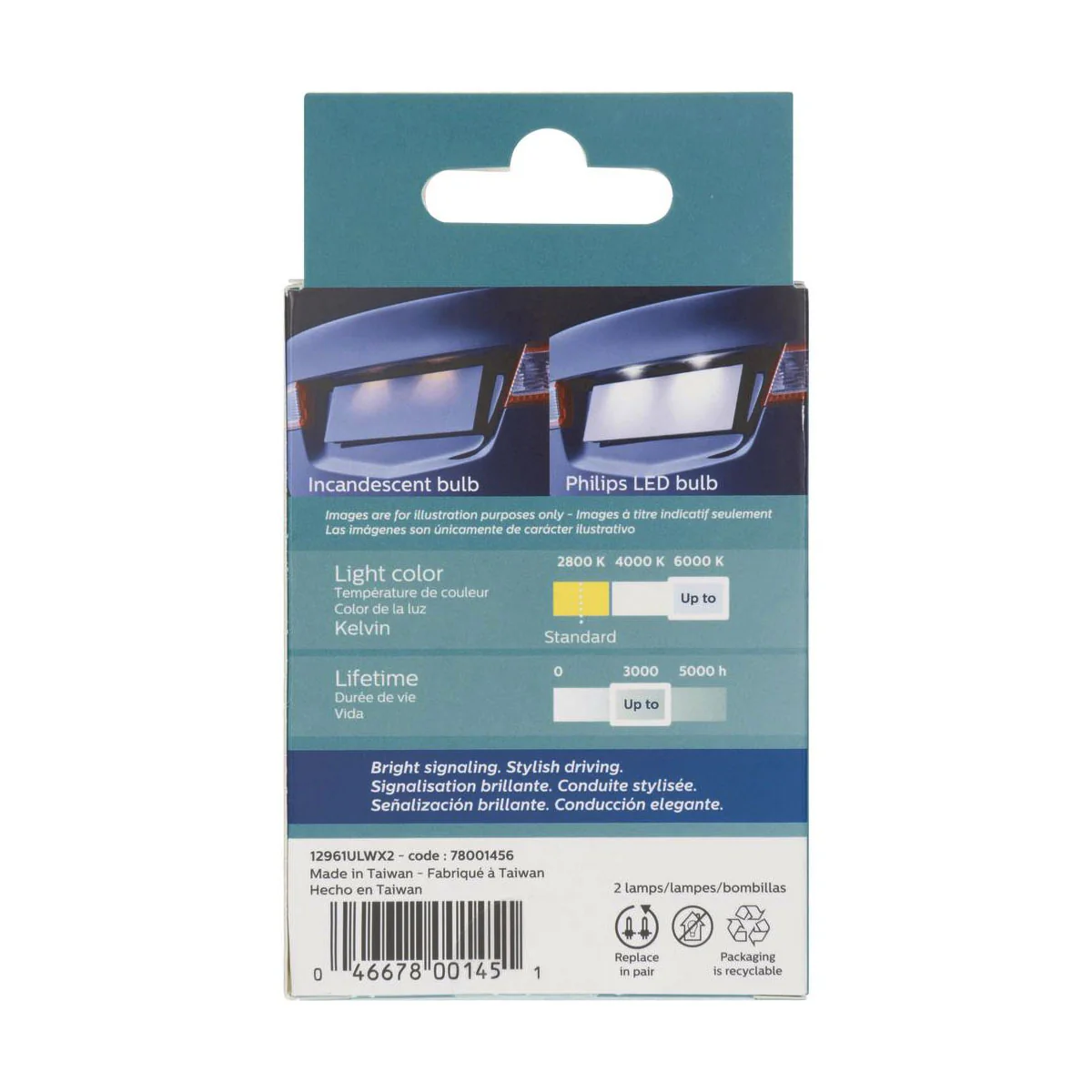 Philips Ultinon LED 158, 168, 194, 2825, W5W Bright White 6000K Automotive Bulb - Image 2