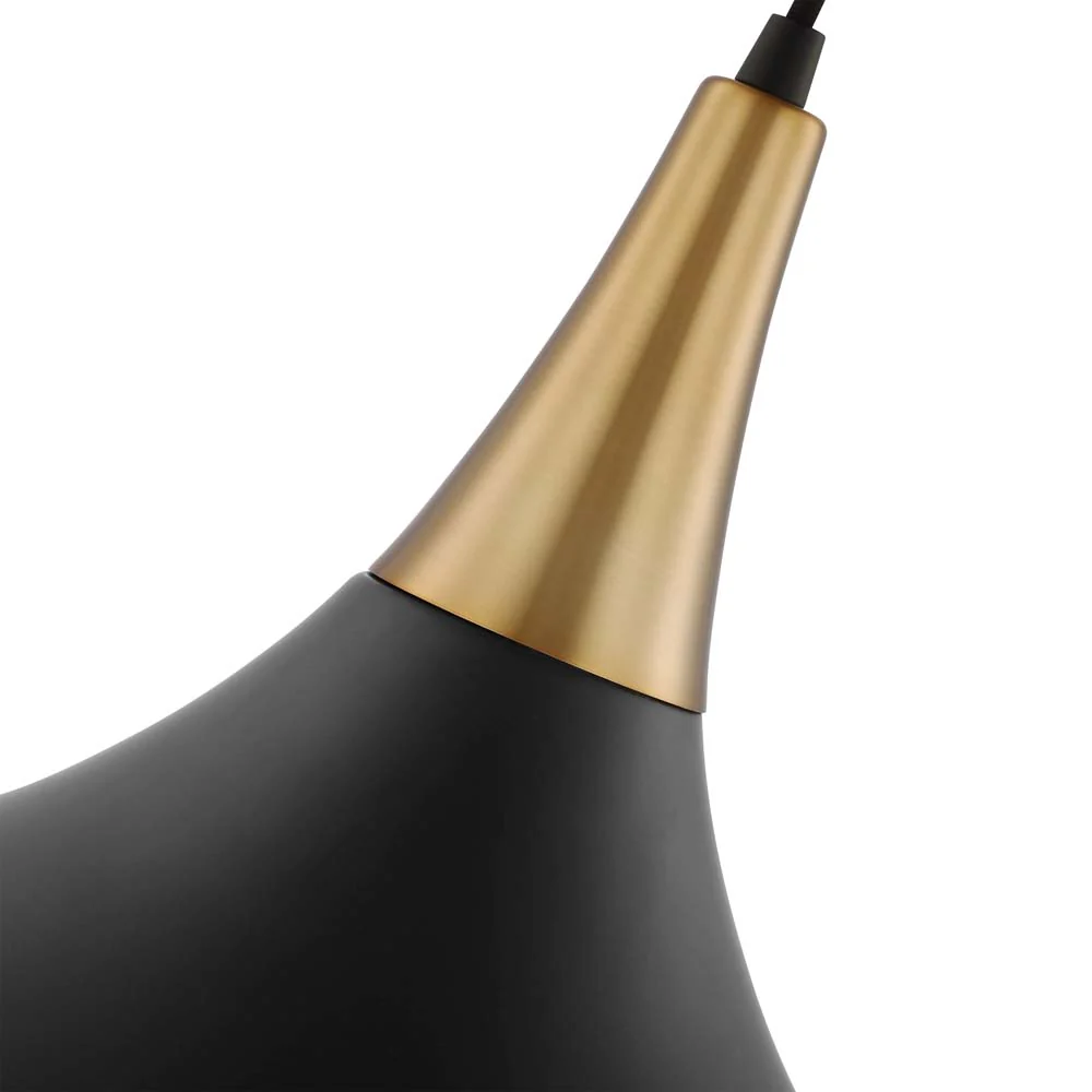 Phoenix 1-Light Large Pendant Matte Black with Burnished Brass - Image 3