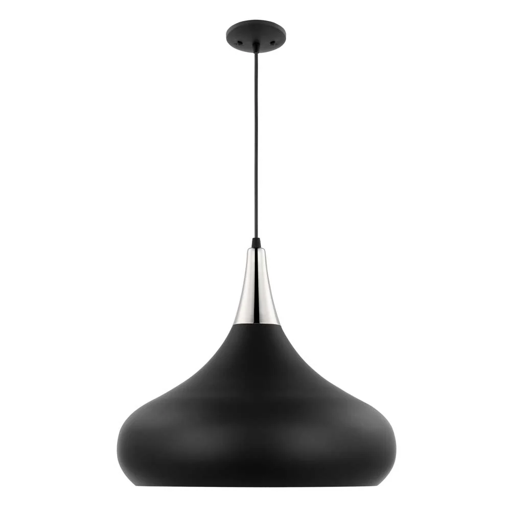 Phoenix 1-Light Large Pendant Matte Black with Polished Nickel - Image 3