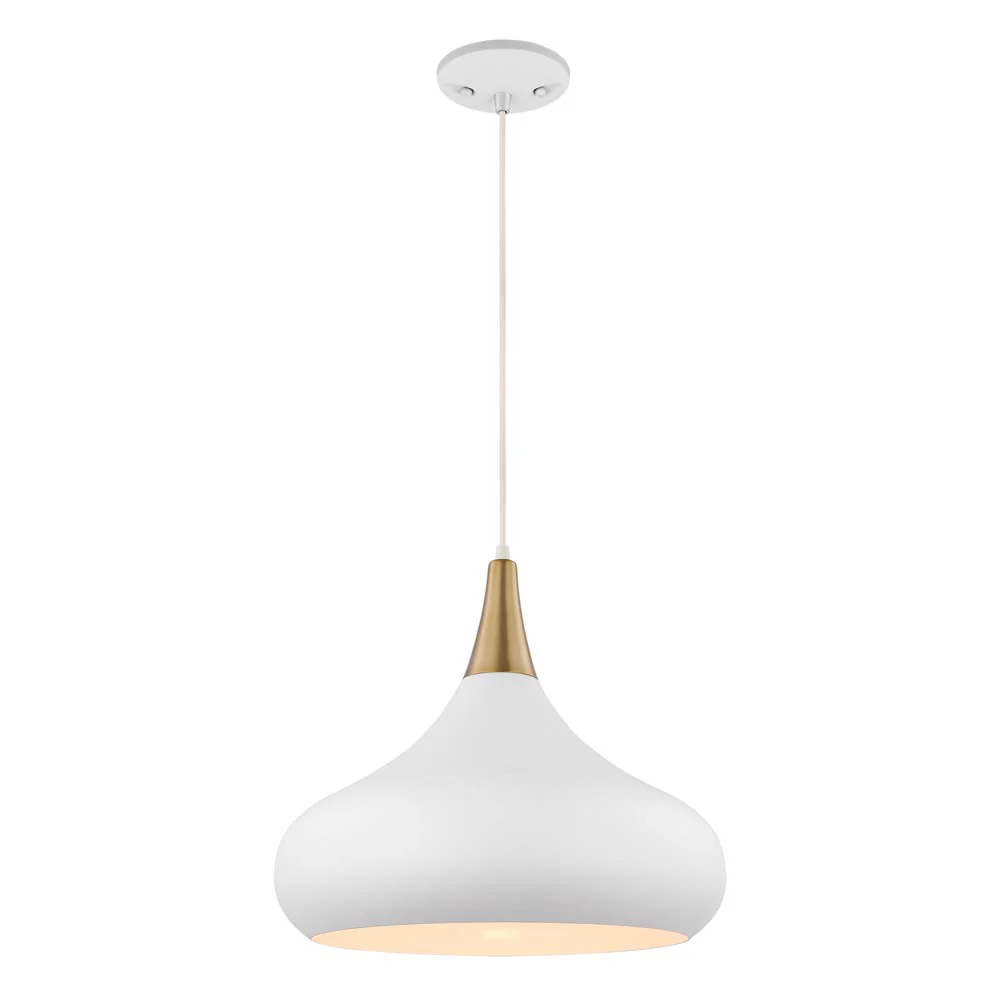 Phoenix 1-Light Large Pendant Matte White with Burnished Brass - Image 3