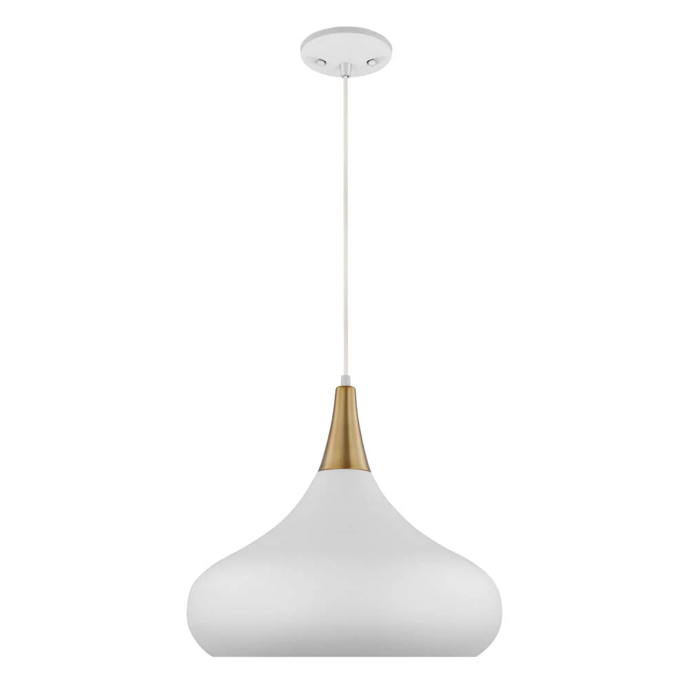 Phoenix 1-Light Large Pendant Matte White with Burnished Brass - Image 4