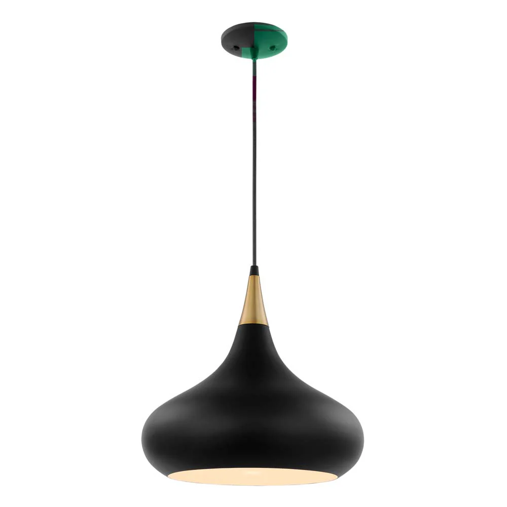 Phoenix 1-Light Medium Pendant Matte Black with Polished Nickel - Image 2