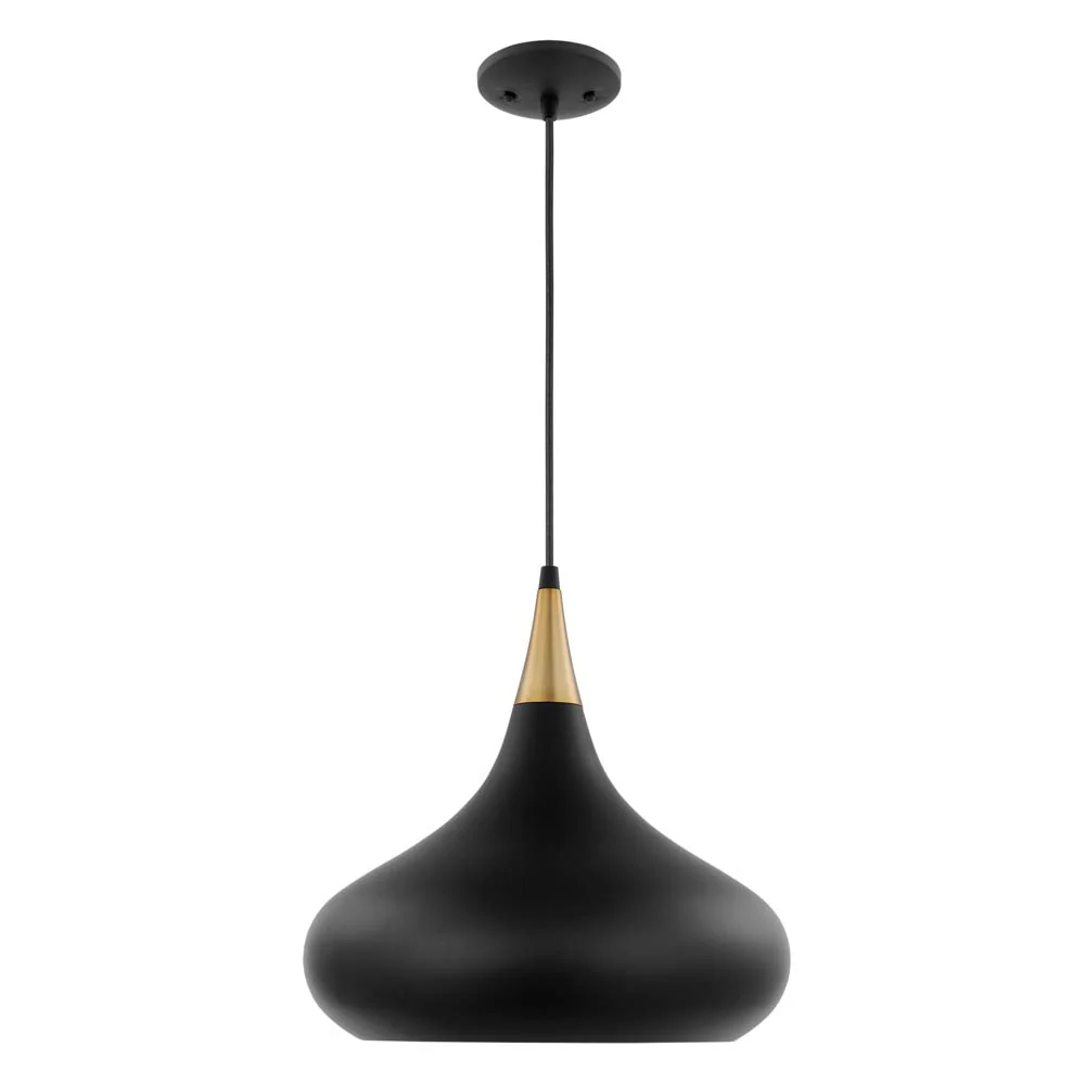 Phoenix 1-Light Medium Pendant Matte Black with Polished Nickel - Image 3