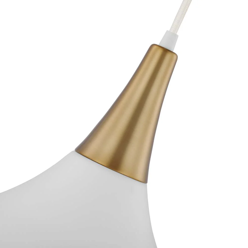 Phoenix 1-Light Medium Pendant Matte White with Burnished Brass - Image 4
