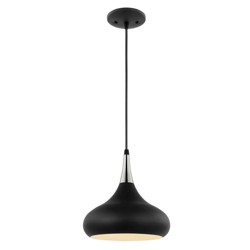 Phoenix 1-Light Small Pendant Matte Black with Polished Nickel - Image 2