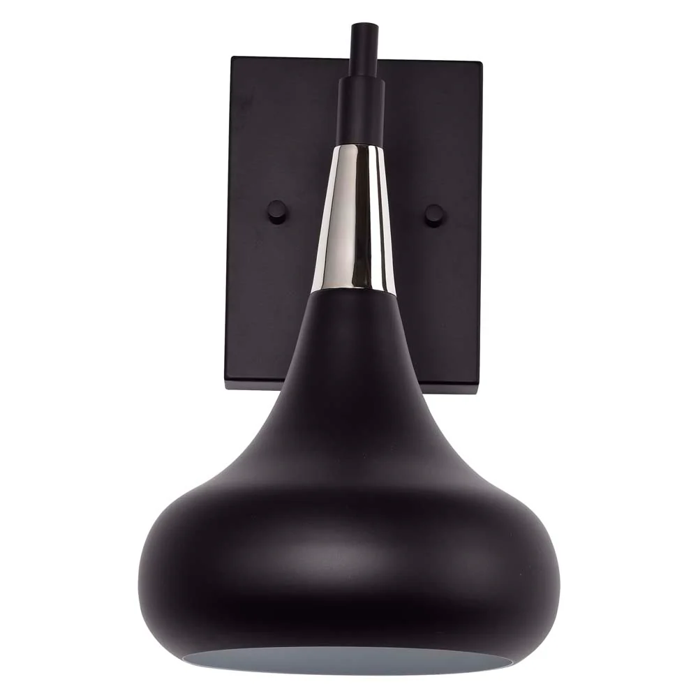 Phoenix 1-Light Wall Sconce Matte Black with Polished Nickel - Image 2