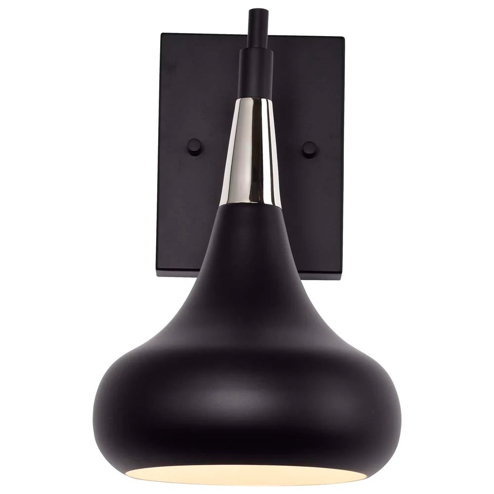 Phoenix 1-Light Wall Sconce Matte Black with Polished Nickel - Image 3