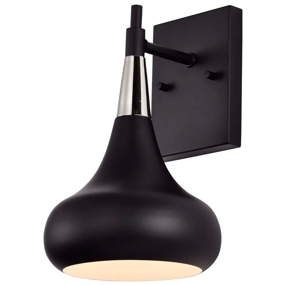 Phoenix 1-Light Wall Sconce Matte Black with Polished Nickel - Image 4