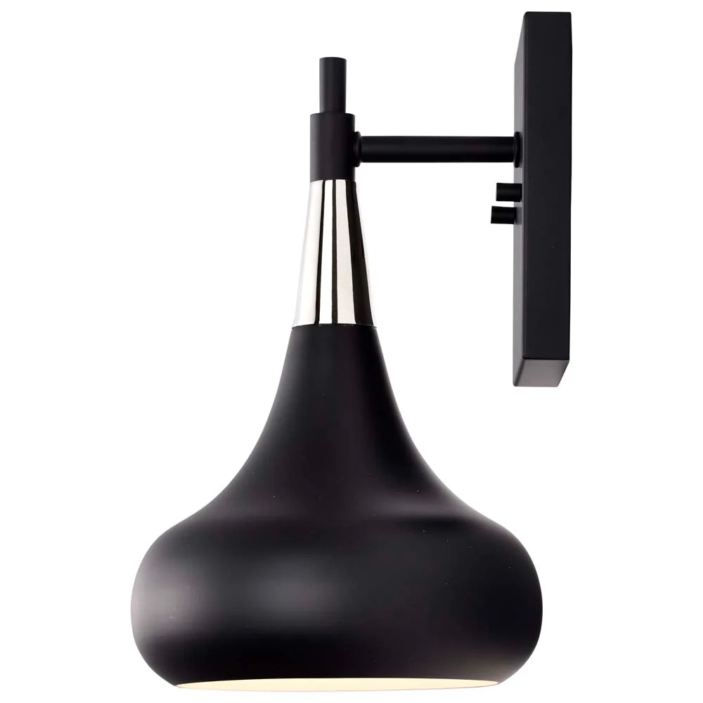 Phoenix 1-Light Wall Sconce Matte Black with Polished Nickel - Image 6