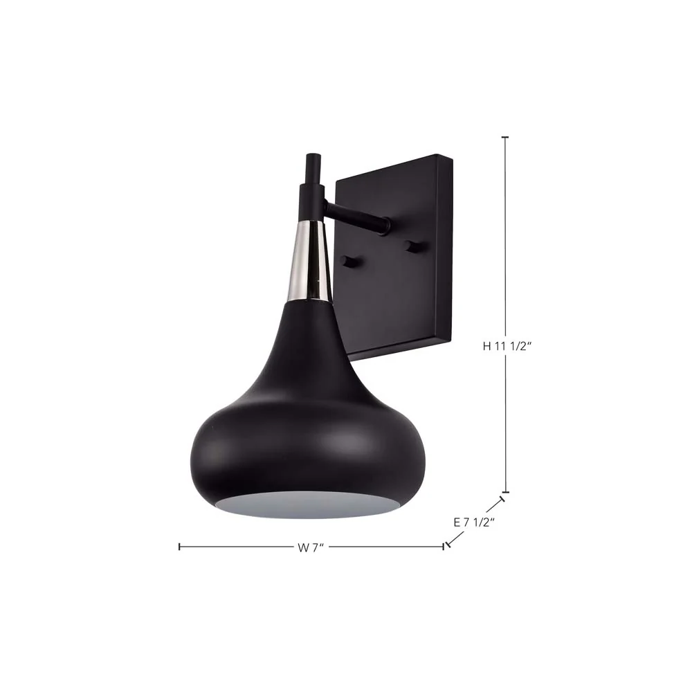Phoenix 1-Light Wall Sconce Matte Black with Polished Nickel - Image 8