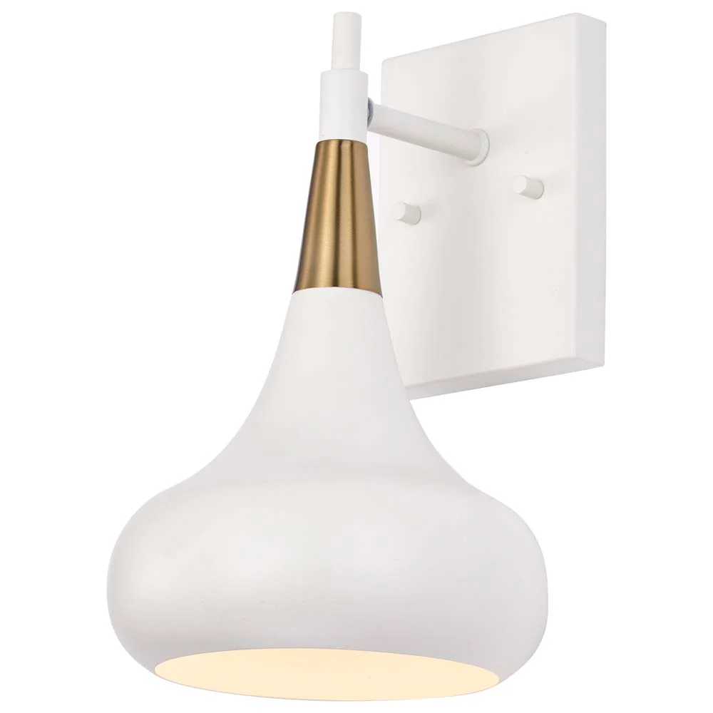Phoenix 1-Light Wall Sconce Matte White with Burnished Brass - Image 2
