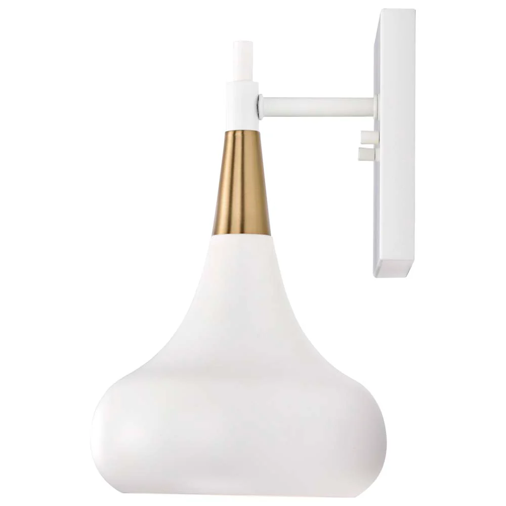 Phoenix 1-Light Wall Sconce Matte White with Burnished Brass - Image 3