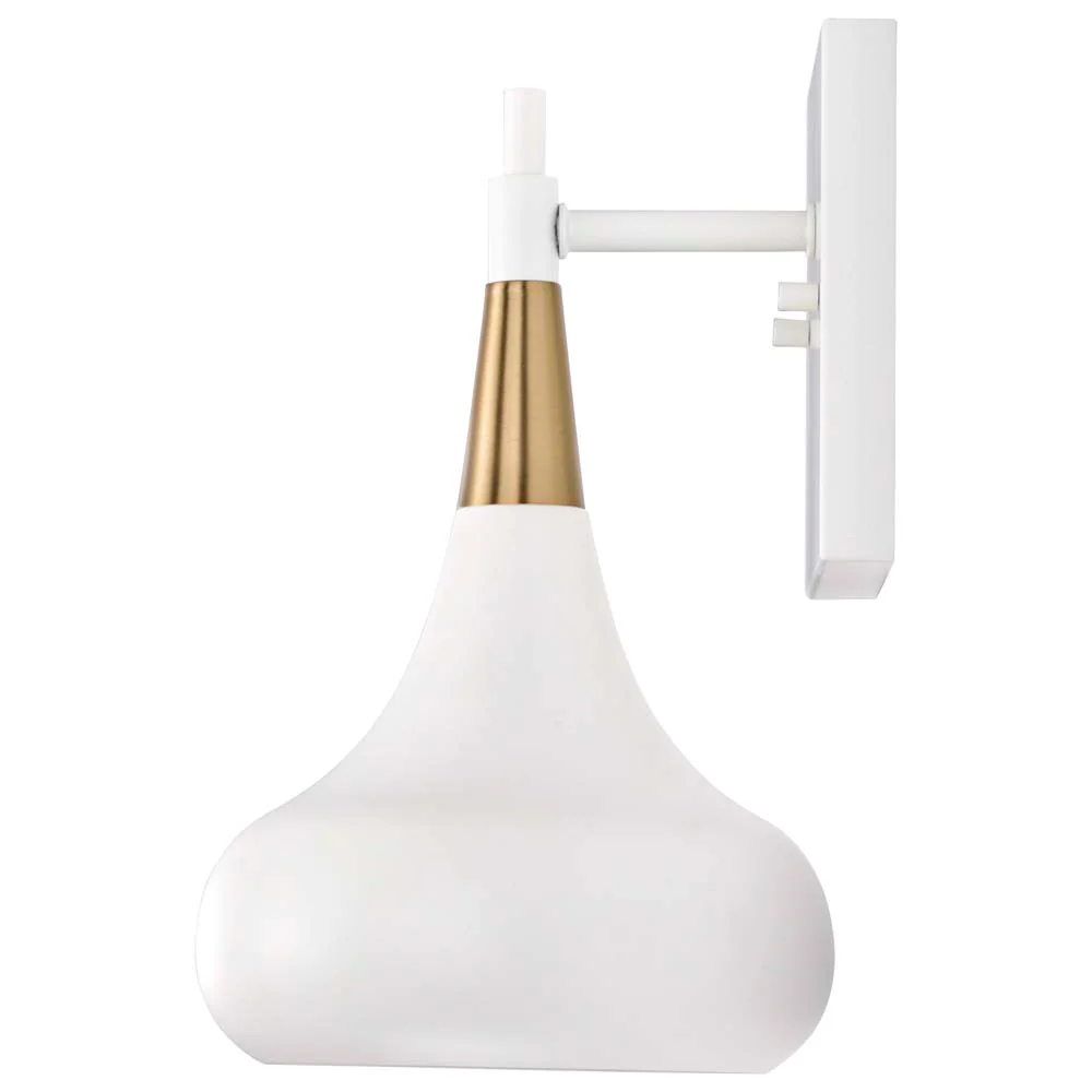 Phoenix 1-Light Wall Sconce Matte White with Burnished Brass - Image 4