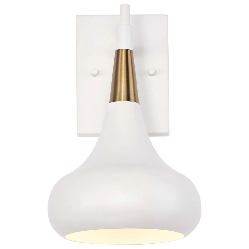 Phoenix 1-Light Wall Sconce Matte White with Burnished Brass - Image 5