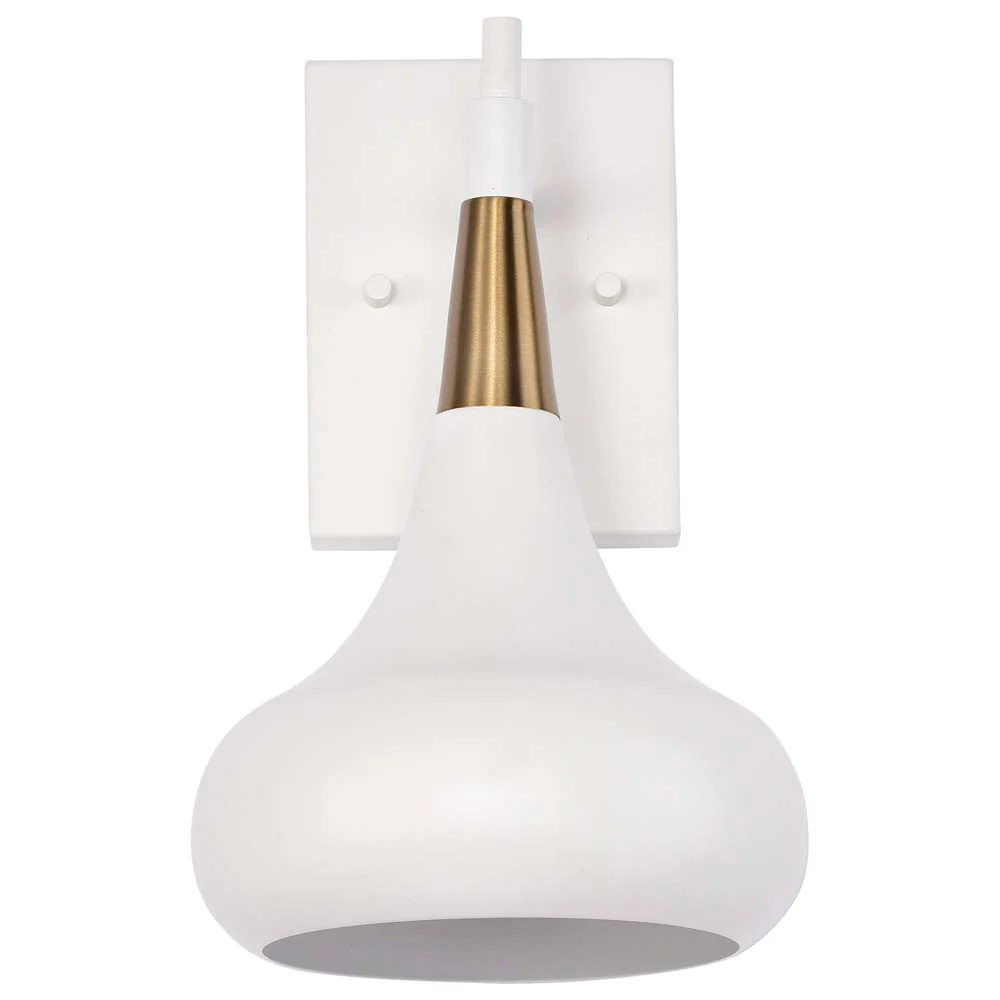 Phoenix 1-Light Wall Sconce Matte White with Burnished Brass - Image 6