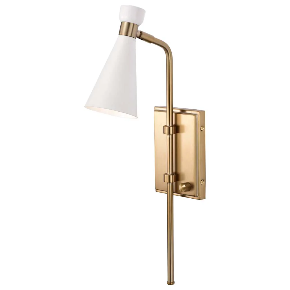Prospect 1-Light Wall Sconce Matte White with Burnished Brass - Image 2