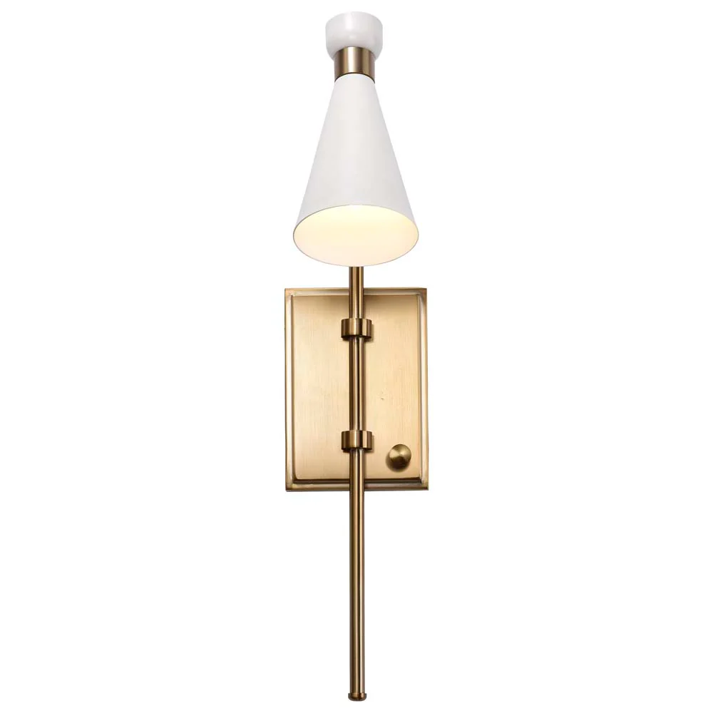 Prospect 1-Light Wall Sconce Matte White with Burnished Brass - Image 3