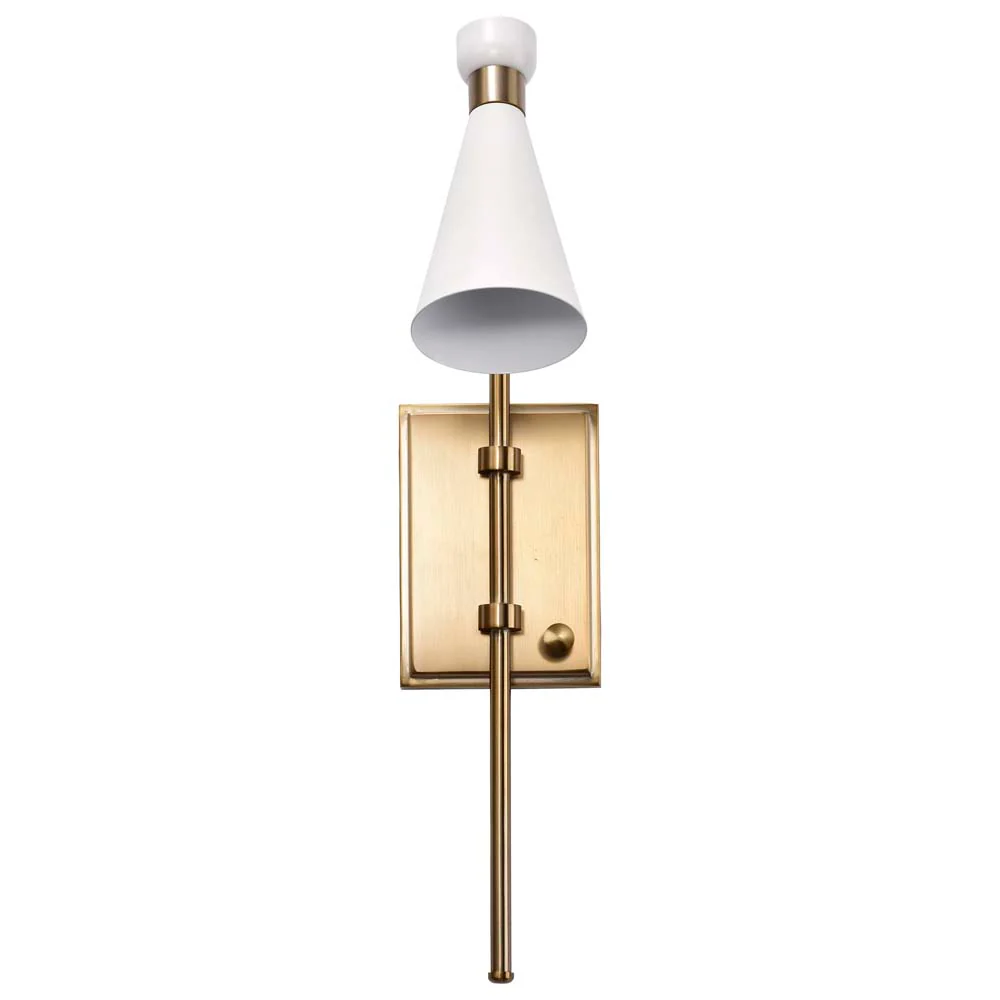 Prospect 1-Light Wall Sconce Matte White with Burnished Brass - Image 4