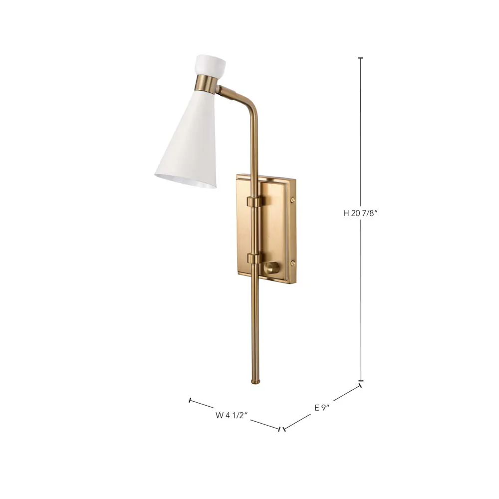 Prospect 1-Light Wall Sconce Matte White with Burnished Brass - Image 7