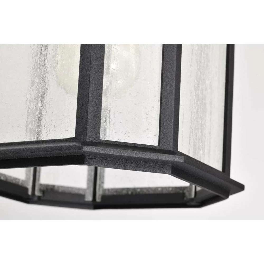 Raiden Outdoor 14.5-in Hanging Light Matte Black Finish w/ Clear Seedy Glass - Image 6