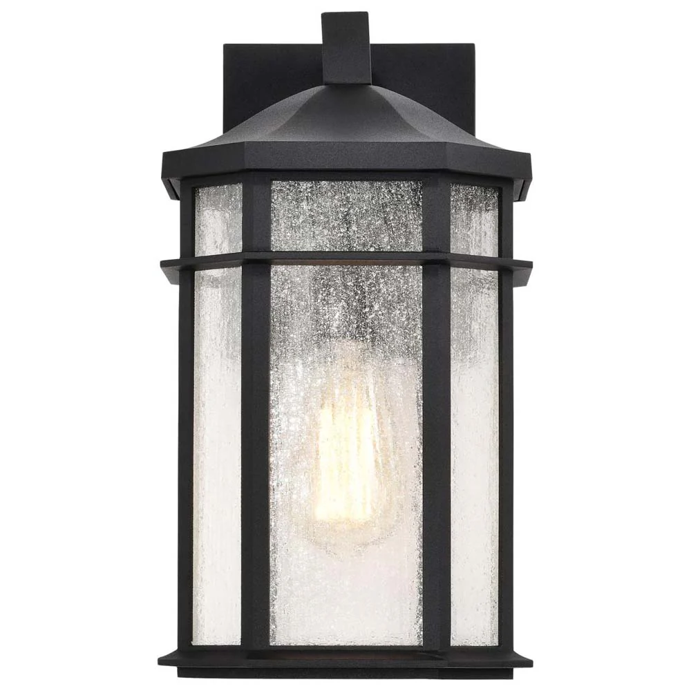Raiden Outdoor 14-in Wall Light Matte Black Finish w/ Clear Seedy Glass 120v - Image 2