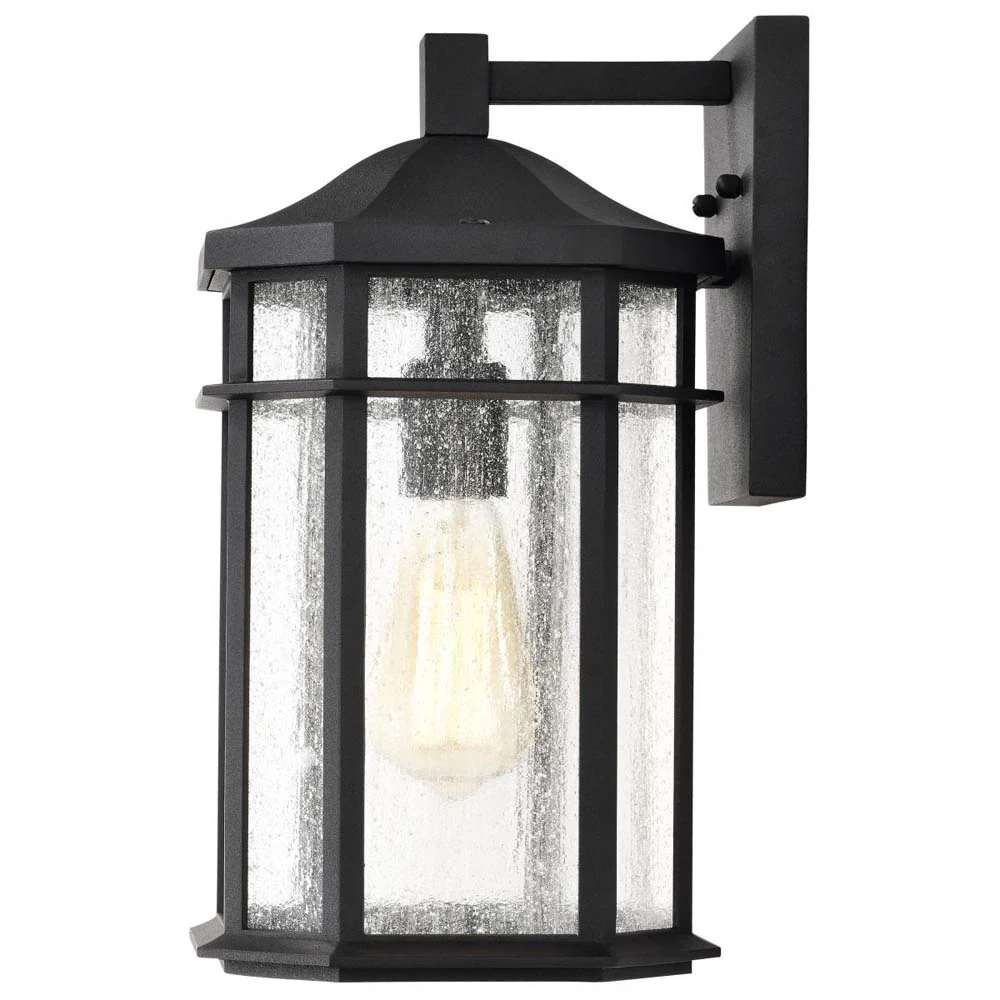 Raiden Outdoor 14-in Wall Light Matte Black Finish w/ Clear Seedy Glass 120v - Image 3