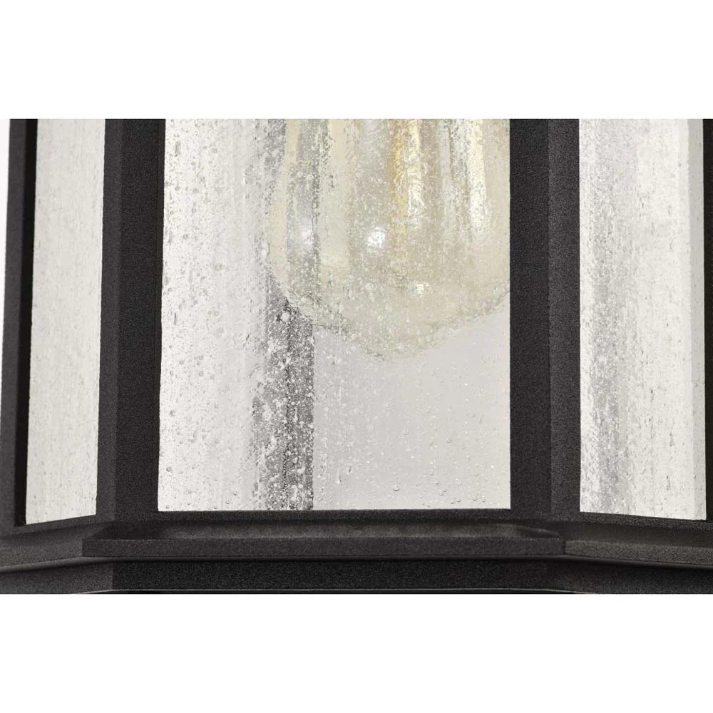 Raiden Outdoor 14-in Wall Light Matte Black Finish w/ Clear Seedy Glass 120v - Image 6