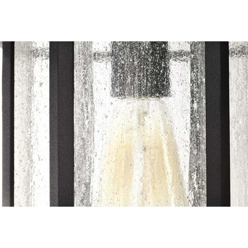 Raiden Outdoor 14-in Wall Light Matte Black Finish w/ Clear Seedy Glass 120v - Image 8