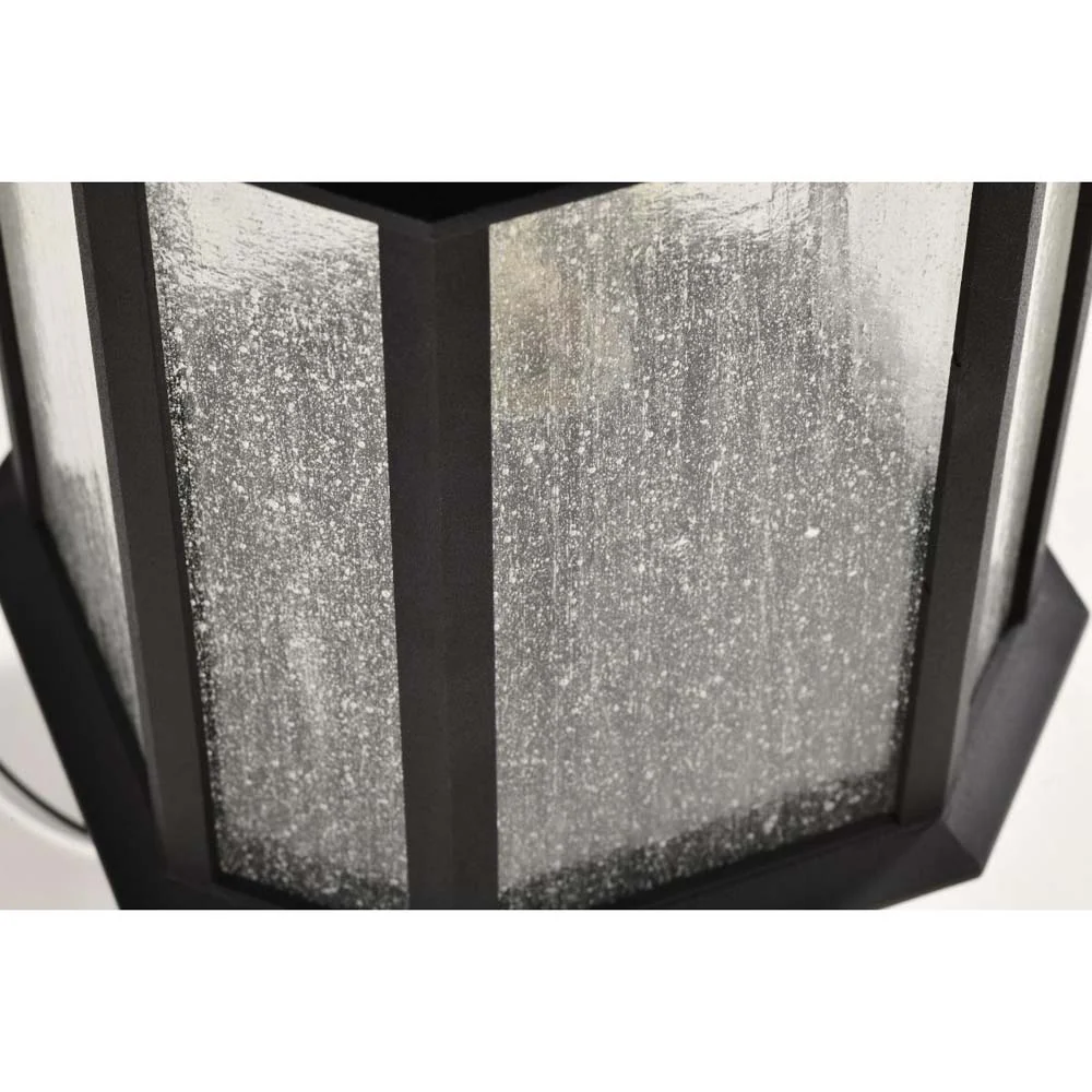 Raiden Outdoor 18-in Post Light Lantern Matte Black Finish w/ Clear Seedy Glass - Image 4