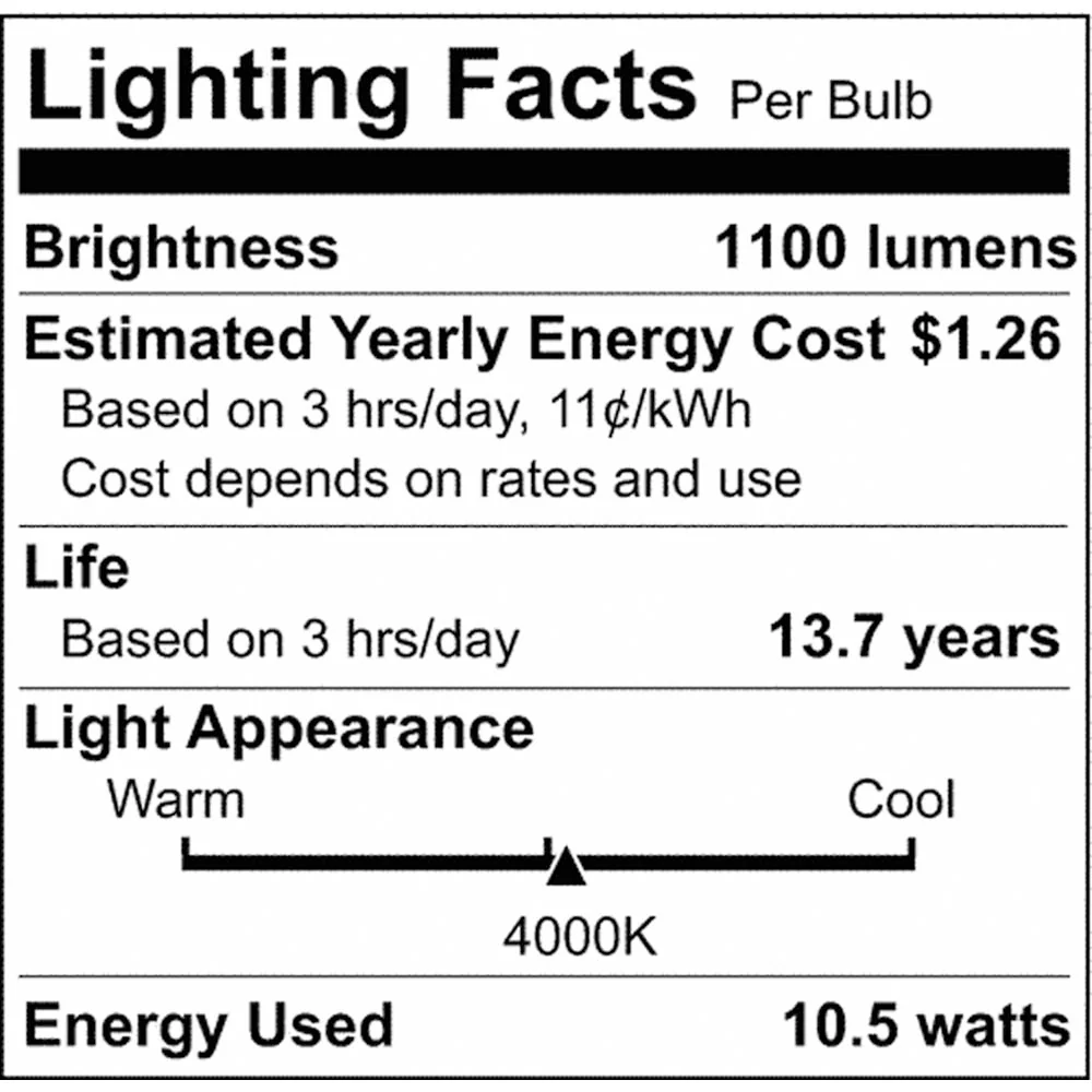 Satco 10.5w LED Bulb A19 Clear Finish 4000K - 75w-equiv - Image 2