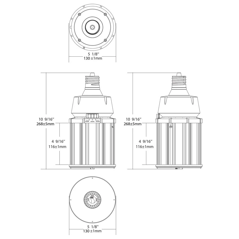 Satco LED HID Replacement 100/80/63 Wattage & CCT Selectable Mogul Base 100-277V - Image 8